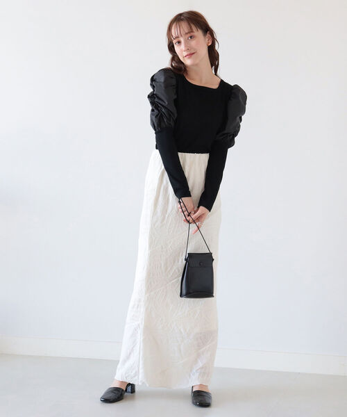 Ray BEAMS（レイビームス）の「Ray BEAMS / リブ ギャザー スリーブ スクエア ネック（Tシャツ/カットソー・レディース・オフホワイト/ブラック/グリーン系その他2・ONE SIZE）」の18枚目の写真