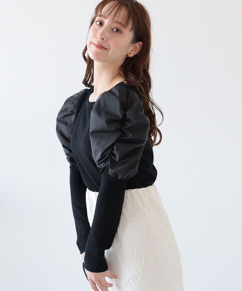 Ray BEAMS（レイビームス）の「Ray BEAMS / リブ ギャザー スリーブ スクエア ネック（Tシャツ/カットソー・レディース・オフホワイト/ブラック/グリーン系その他2・ONE SIZE）」の19枚目の写真