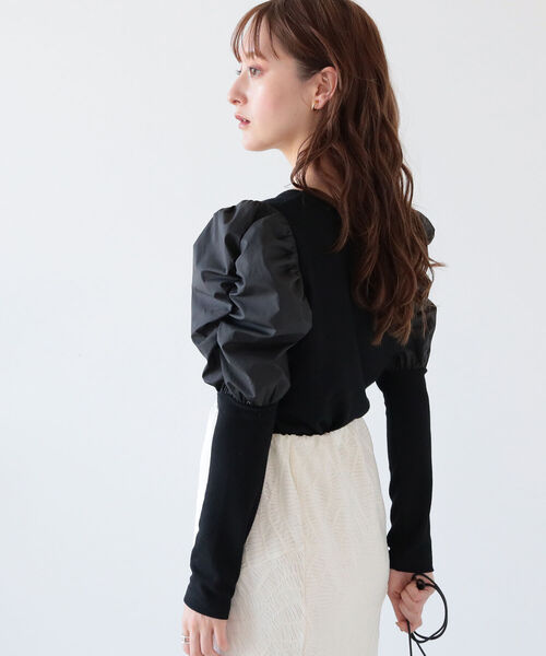 Ray BEAMS（レイビームス）の「Ray BEAMS / リブ ギャザー スリーブ スクエア ネック（Tシャツ/カットソー・レディース・オフホワイト/ブラック/グリーン系その他2・ONE SIZE）」の20枚目の写真