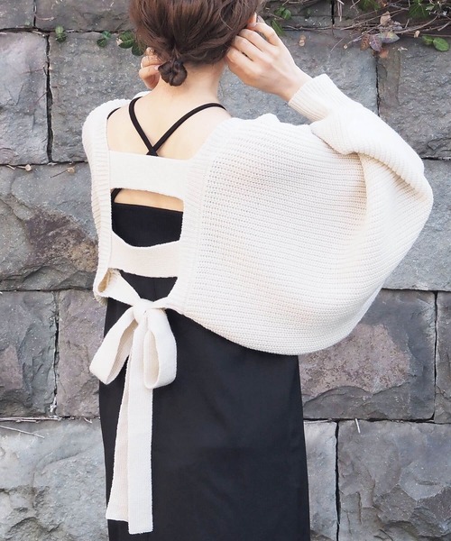 tiptop（ティップトップ）の「後ろリボンボレロカーディガン（カーディガン/ボレロ・レディース・ブルー/ブラック/アイボリー・FREE）」の8枚目の写真