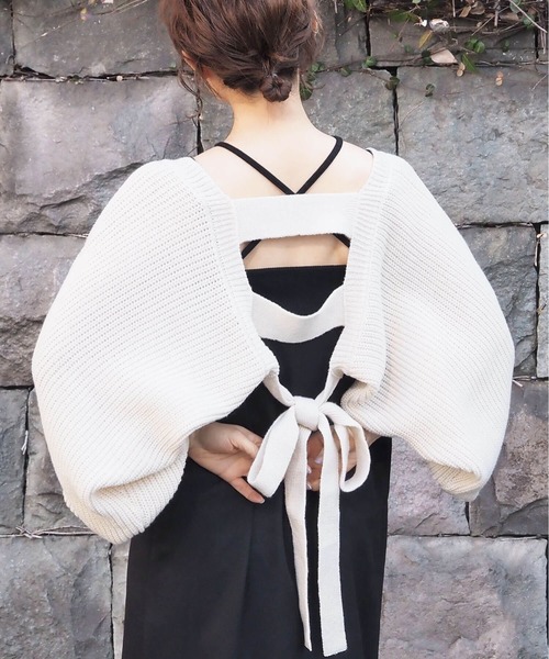 tiptop（ティップトップ）の「後ろリボンボレロカーディガン（カーディガン/ボレロ・レディース・ブルー/ブラック/アイボリー・FREE）」の9枚目の写真
