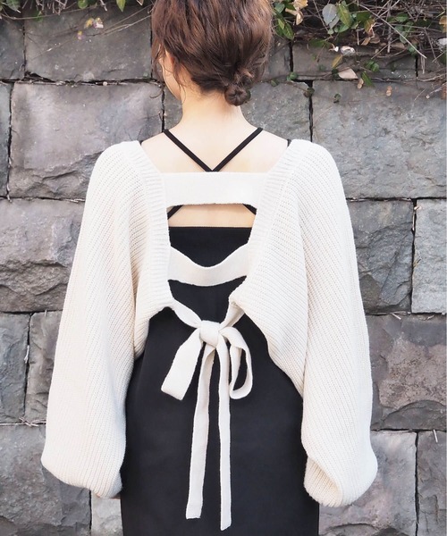 tiptop（ティップトップ）の「後ろリボンボレロカーディガン（カーディガン/ボレロ・レディース・ブルー/ブラック/アイボリー・FREE）」の10枚目の写真