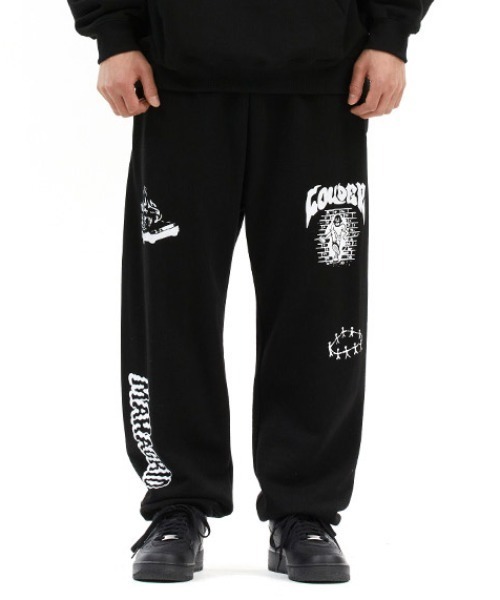 MAHAGRID（マハグリッド）の「『mahagrid/マハグリッド』STREET COLLAGE SWEATPANT/ストリートカレッジ スウェット パンツ（スウェットパンツ・レディース・ブラック/ライトグレー・S/M/L）」の2枚目の写真