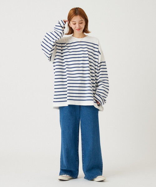 B.C STOCK(ベーセーストック)の「【MONTKEMMEL / モンケメル】別注 パネルボーダー ロンT(Tシャツ/カットソー・メンズ・ブラック/ブルー系その他・MEDIUM/LARGE)」の3枚目の写真