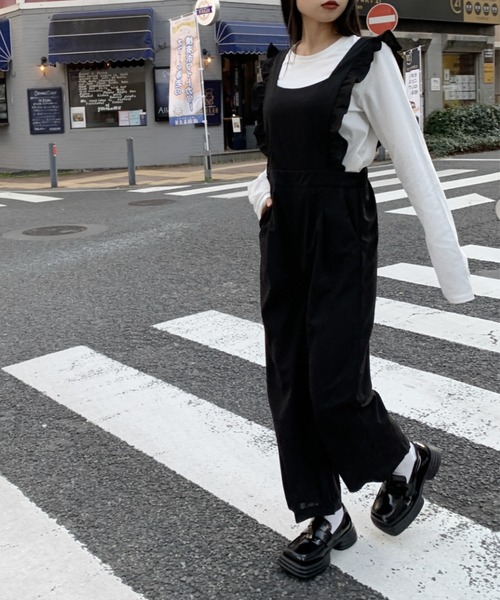 LVEU.（ラブユ.）の「Frilly salopette / フリルサロペット（サロペット/オーバーオール・レディース・ブラック/ライトブルー・FREE）」の7枚目の写真