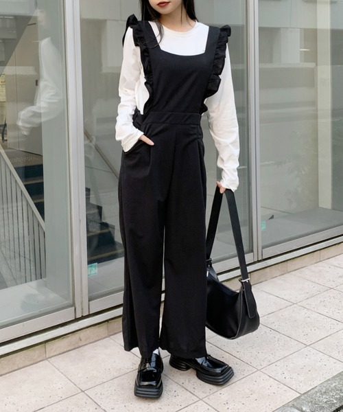 LVEU.（ラブユ.）の「Frilly salopette / フリルサロペット（サロペット/オーバーオール・レディース・ブラック/ライトブルー・FREE）」の10枚目の写真