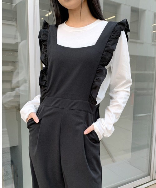 LVEU.（ラブユ.）の「Frilly salopette / フリルサロペット（サロペット/オーバーオール・レディース・ブラック/ライトブルー・FREE）」の11枚目の写真
