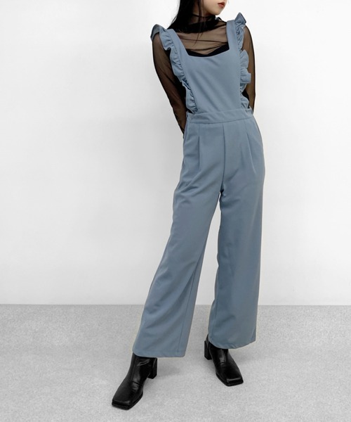 LVEU.（ラブユ.）の「Frilly salopette / フリルサロペット（サロペット/オーバーオール・レディース・ブラック/ライトブルー・FREE）」の13枚目の写真