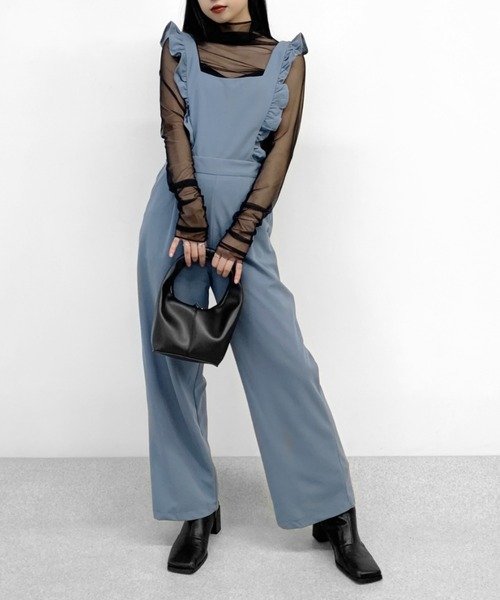 LVEU.（ラブユ.）の「Frilly salopette / フリルサロペット（サロペット/オーバーオール・レディース・ブラック/ライトブルー・FREE）」の18枚目の写真