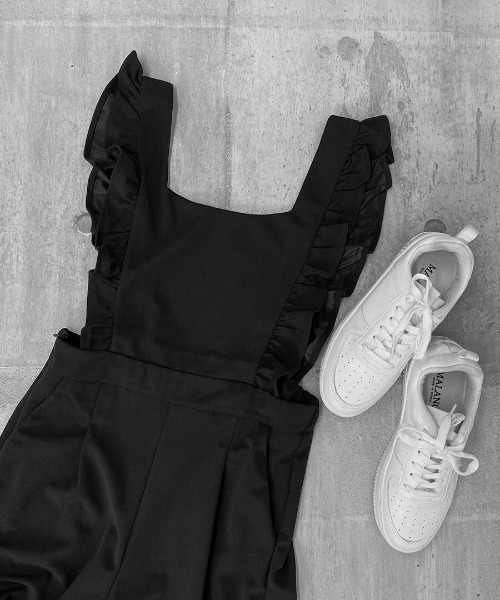 LVEU.（ラブユ.）の「Frilly salopette / フリルサロペット（サロペット/オーバーオール・レディース・ブラック/ライトブルー・FREE）」の21枚目の写真