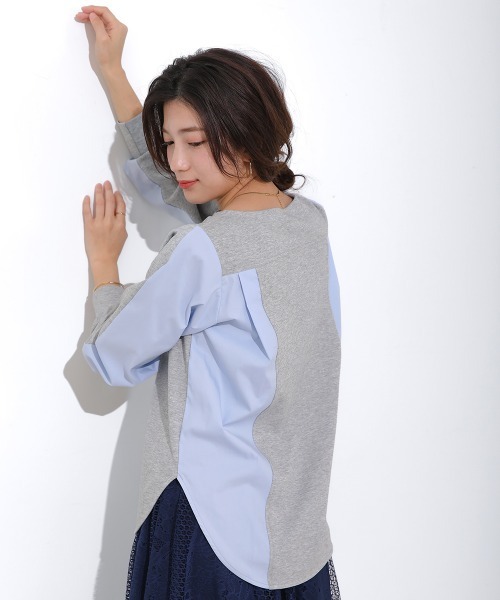 Bou Jeloud（ブージュルード）の「シャツドッキングエンボスプルオーバー（その他トップス・レディース・グレー/オフホワイト/ブラック・FREE）」の3枚目の写真