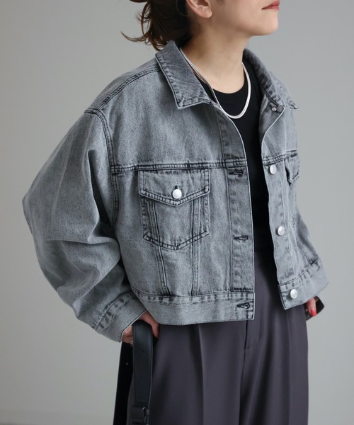 ap retro（アプレトロ）の「ショートオーバーデニムジージャン / デニムジャケット（デニムジャケット・レディース・ブラック系その他/ブルー系その他/アイボリー・FREE）」の6枚目の写真