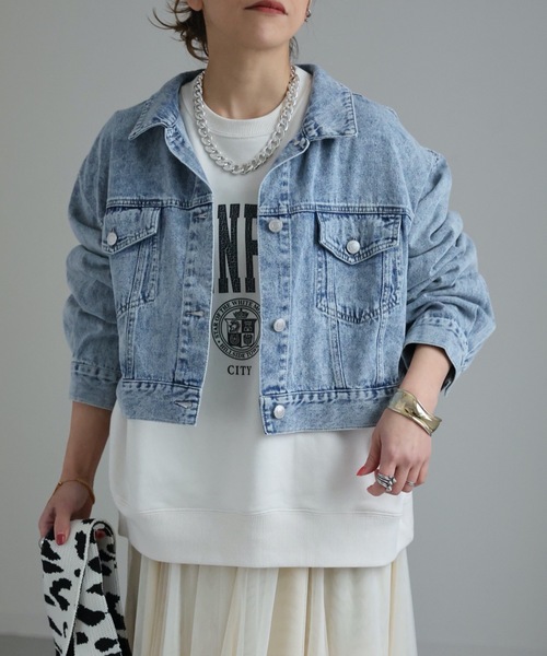 ap retro（アプレトロ）の「ショートオーバーデニムジージャン / デニムジャケット（デニムジャケット・レディース・ブラック系その他/ブルー系その他/アイボリー・FREE）」の17枚目の写真