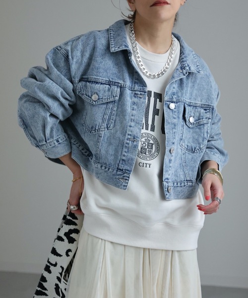 ap retro（アプレトロ）の「ショートオーバーデニムジージャン / デニムジャケット（デニムジャケット・レディース・ブラック系その他/ブルー系その他/アイボリー・FREE）」の18枚目の写真