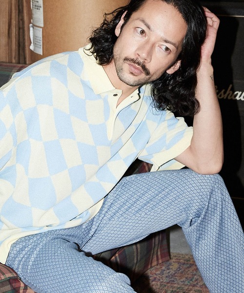 ADAM PATEK(アダムパテック)の「mhs1943- skewed check pattern short sleeve knit polo shirts ポロシャツ(ポロシャツ・メンズ・ブラック/イエロー・1/2/3)」の14枚目の写真
