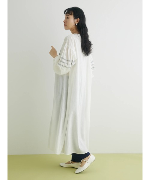 CRAFT STANDARD BOUTIQUE（クラフトスタンダードブティック）の「インドコットン ボリュームスリーブ刺繍ワンピース　◆（ワンピース・レディース・ブラック/オフホワイト/ピンク・FREE）」の7枚目の写真