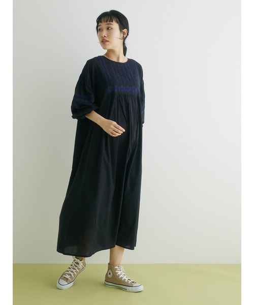 CRAFT STANDARD BOUTIQUE（クラフトスタンダードブティック）の「インドコットン ボリュームスリーブ刺繍ワンピース　◆（ワンピース・レディース・ブラック/オフホワイト/ピンク・FREE）」の14枚目の写真
