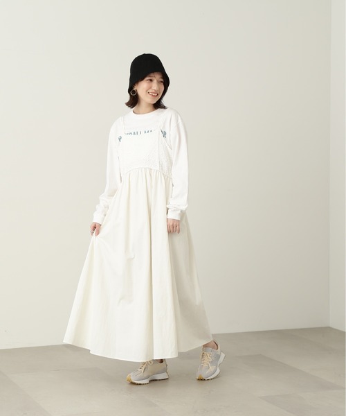 N.（N. Natural Beauty Basic）（エヌエヌナチュラルビューティーベーシック）の「◆ジャガードドッキングキャミワンピース（ワンピース・レディース・ブラック/オフホワイト・MEDIUM）」の8枚目の写真