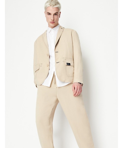 希少 ARMANI COLLEZIONI リネンスラックス ベージュ ストライプ 1412608551.jpg?1638268858