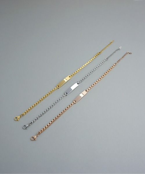 ieLS（イエルズ）の「金属アレルギー対応 「ieLS」ステンレス　プレートブレスレット（ブレスレット・メンズ・シルバー/ゴールド/ピンクゴールド・ONE SIZE）」の4枚目の写真
