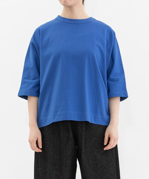nop de nod(ノップドゥノッド)の「Cloche USコットン5分袖Tシャツ(Tシャツ/カットソー・レディース・ブルー/オフホワイト/ブラック/スミクロ/ネイビー/インディゴブルー/ブルー系その他/ライトブルー/ダークグレー/ダークブルー/レッド/キャメル/ブルーグリーン/ターコイズブルー/スモークピンク・3/M)」の1枚目の写真