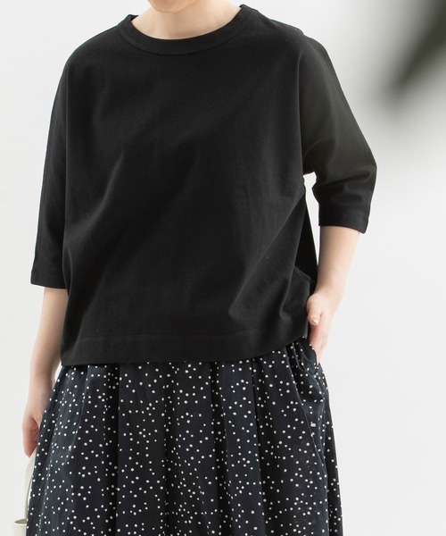 nop de nod(ノップドゥノッド)の「Cloche USコットン5分袖Tシャツ(Tシャツ/カットソー・レディース・ブルー/オフホワイト/ブラック/スミクロ/ネイビー/インディゴブルー/ブルー系その他/ライトブルー/ダークグレー/ダークブルー/レッド/キャメル/ブルーグリーン/ターコイズブルー/スモークピンク・3/M)」の21枚目の写真