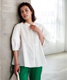 UR'S | シルバー釦ピンタックランタンスリーブブラウス(シャツ/ブラウス)