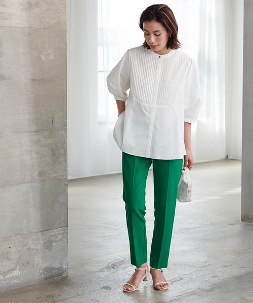 UR'S（ユアーズ）の「シルバー釦ピンタックランタンスリーブブラウス（シャツ/ブラウス・レディース・ホワイト/ブラック・S/M/L）」の4枚目の写真