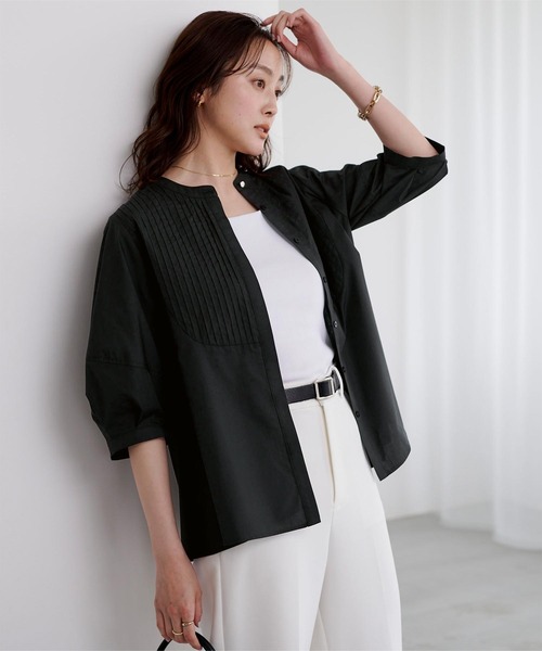 UR'S（ユアーズ）の「シルバー釦ピンタックランタンスリーブブラウス（シャツ/ブラウス・レディース・ホワイト/ブラック・S/M/L）」の17枚目の写真