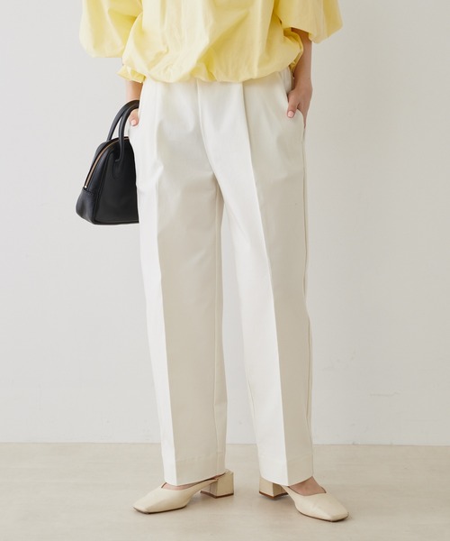 PUAL CE CIN(ピュアルセシン)の「【JAPAN MADE】センタープレスストレッチパンツ(その他パンツ・レディース・ベージュ/オフホワイト/ブラック・FREE)」の1枚目の写真