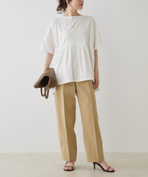 PUAL CE CIN(ピュアルセシン)の「【JAPAN MADE】センタープレスストレッチパンツ(その他パンツ・レディース・ベージュ/オフホワイト/ブラック・FREE)」の4枚目の写真