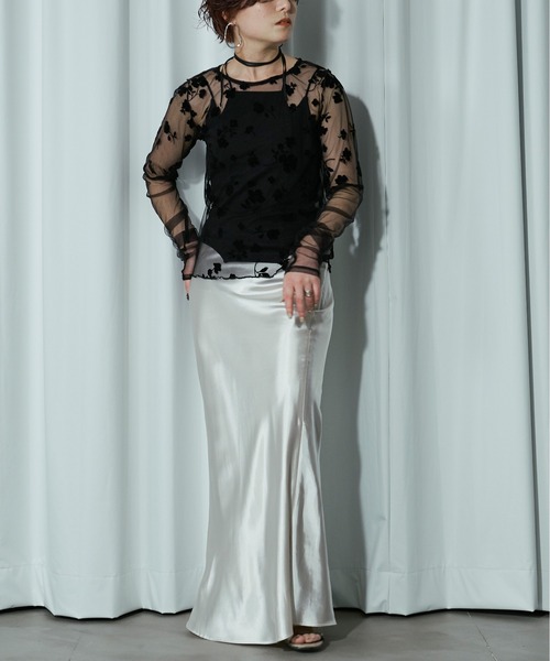 AMERI アメリ UNDRESSED HIGH NECKED TULLE TOP ハイネック