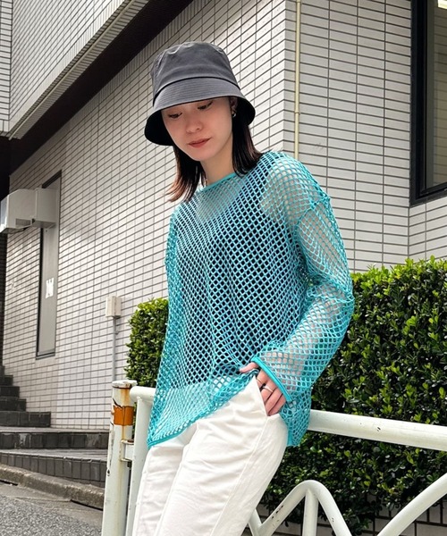 Eglly（エグリー）の「フィッシュネットTOPSET（Tシャツ/カットソー・レディース・ターコイズブルー/アイボリー/グリーン/ブラック・MEDIUM/LARGE）」の4枚目の写真