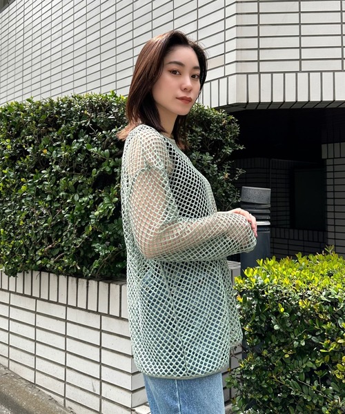 Eglly（エグリー）の「フィッシュネットTOPSET（Tシャツ/カットソー・レディース・ターコイズブルー/アイボリー/グリーン/ブラック・MEDIUM/LARGE）」の3枚目の写真