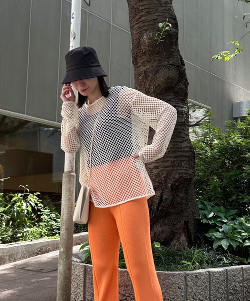 Eglly（エグリー）の「フィッシュネットTOPSET（Tシャツ/カットソー・レディース・ターコイズブルー/アイボリー/グリーン/ブラック・MEDIUM/LARGE）」の7枚目の写真