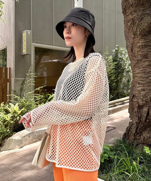 Eglly（エグリー）の「フィッシュネットTOPSET（Tシャツ/カットソー・レディース・ターコイズブルー/アイボリー/グリーン/ブラック・MEDIUM/LARGE）」の5枚目の写真