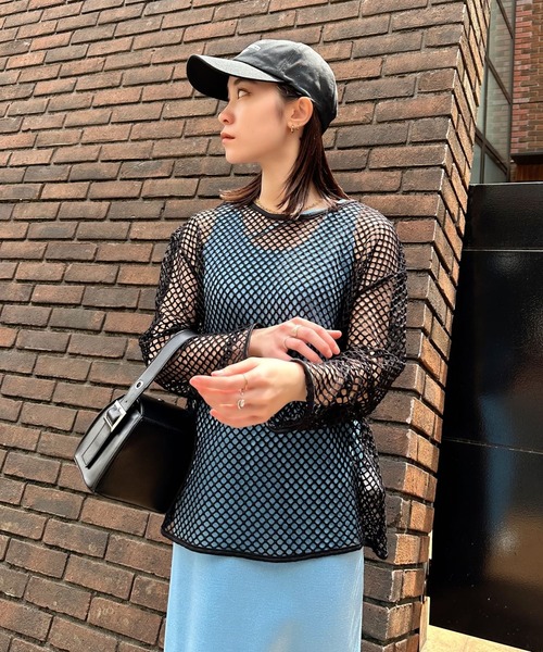 Eglly（エグリー）の「フィッシュネットTOPSET（Tシャツ/カットソー・レディース・ターコイズブルー/アイボリー/グリーン/ブラック・MEDIUM/LARGE）」の14枚目の写真