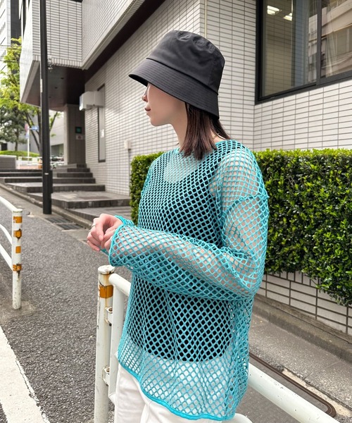 Eglly（エグリー）の「フィッシュネットTOPSET（Tシャツ/カットソー・レディース・ターコイズブルー/アイボリー/グリーン/ブラック・MEDIUM/LARGE）」の19枚目の写真