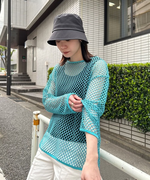 Eglly（エグリー）の「フィッシュネットTOPSET（Tシャツ/カットソー・レディース・ターコイズブルー/アイボリー/グリーン/ブラック・MEDIUM/LARGE）」の22枚目の写真