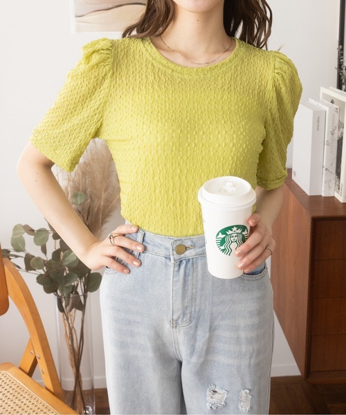 Ada.(エイダ)の「ぽこぽこクルーネックシアーTシャツ(Tシャツ/カットソー・レディース・グリーン/アイボリー/ライトブルー・FREE)」の16枚目の写真