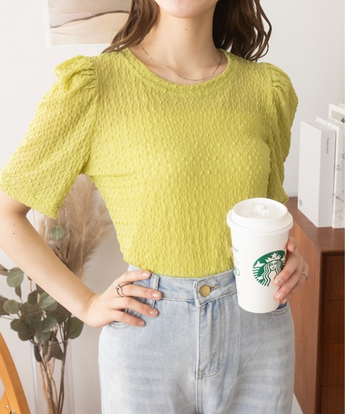 Ada.(エイダ)の「ぽこぽこクルーネックシアーTシャツ(Tシャツ/カットソー・レディース・グリーン/アイボリー/ライトブルー・FREE)」の17枚目の写真