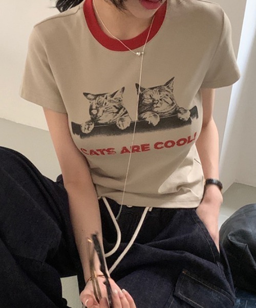 Vipoa(ヴィポア)の「キャットグラフィッククロップドTEE(Tシャツ/カットソー・レディース・ベージュ・FREE)」の17枚目の写真