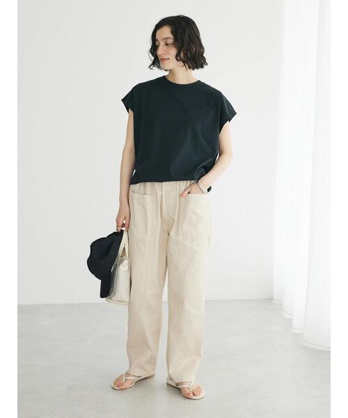 CRAFT STANDARD BOUTIQUE(クラフトスタンダードブティック)の「機能性フレンチスリーブカットソー(Tシャツ/カットソー・レディース・ホワイト/モカ/チャコールグレー/ブラック・L/M)」の6枚目の写真