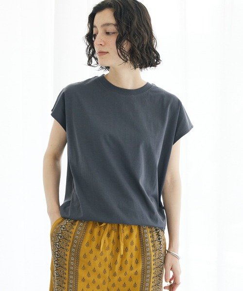 CRAFT STANDARD BOUTIQUE(クラフトスタンダードブティック)の「機能性フレンチスリーブカットソー(Tシャツ/カットソー・レディース・ホワイト/モカ/チャコールグレー/ブラック・L/M)」の3枚目の写真