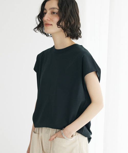 CRAFT STANDARD BOUTIQUE(クラフトスタンダードブティック)の「機能性フレンチスリーブカットソー(Tシャツ/カットソー・レディース・ホワイト/モカ/チャコールグレー/ブラック・L/M)」の1枚目の写真