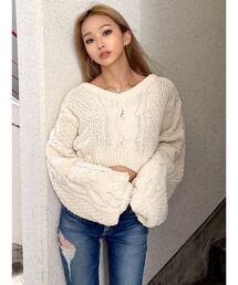 モールケーブルニットTOPS