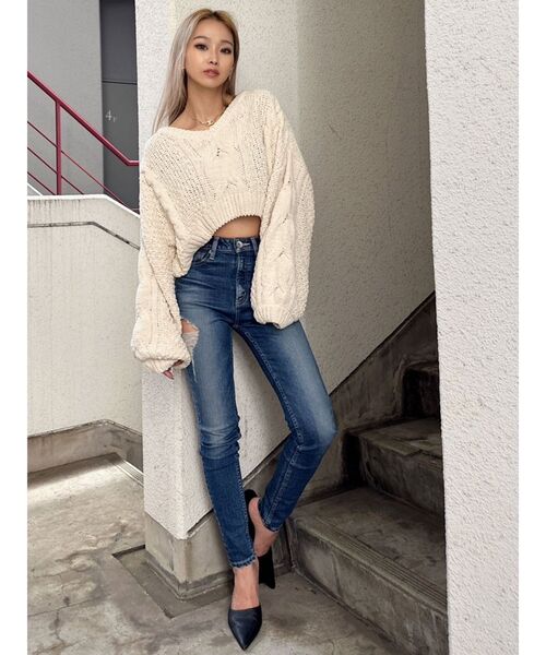 GYDA（ジェイダ）の「モールケーブルニットTOPS（ニット/セーター・レディース・ベージュ/アイボリー・FREE）」の10枚目の写真