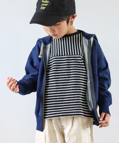 MAKE YOUR DAY（メイクユアデイ）の「ベーシック裏毛シップアップフーディ■80～140cm（パーカー・キッズ・マスタード/ネイビー/グレー・120/130/140/80/90/100/110）」の19枚目の写真