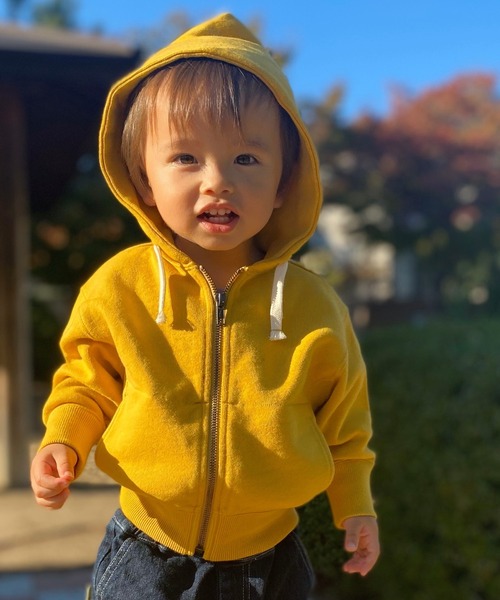 MAKE YOUR DAY（メイクユアデイ）の「ベーシック裏毛シップアップフーディ■80～140cm（パーカー・キッズ・マスタード/ネイビー/グレー・120/130/140/80/90/100/110）」の21枚目の写真