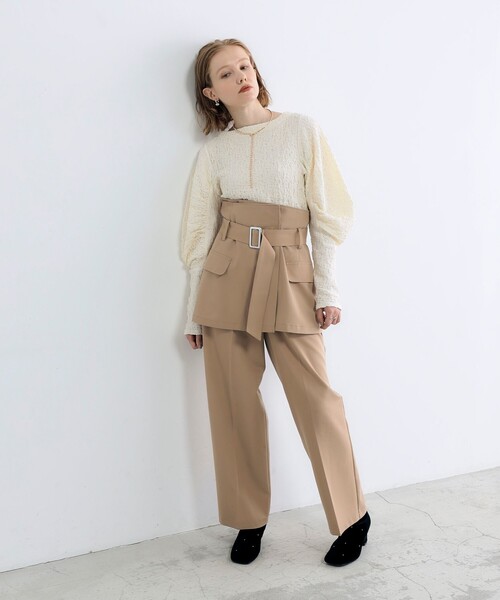 fredy emue（フレディエミュ）の「ポコポコ袖ボリュームプルオーバーカットソー（Tシャツ/カットソー・レディース・ブラック/オフホワイト/ベビーピンク・38）」の5枚目の写真